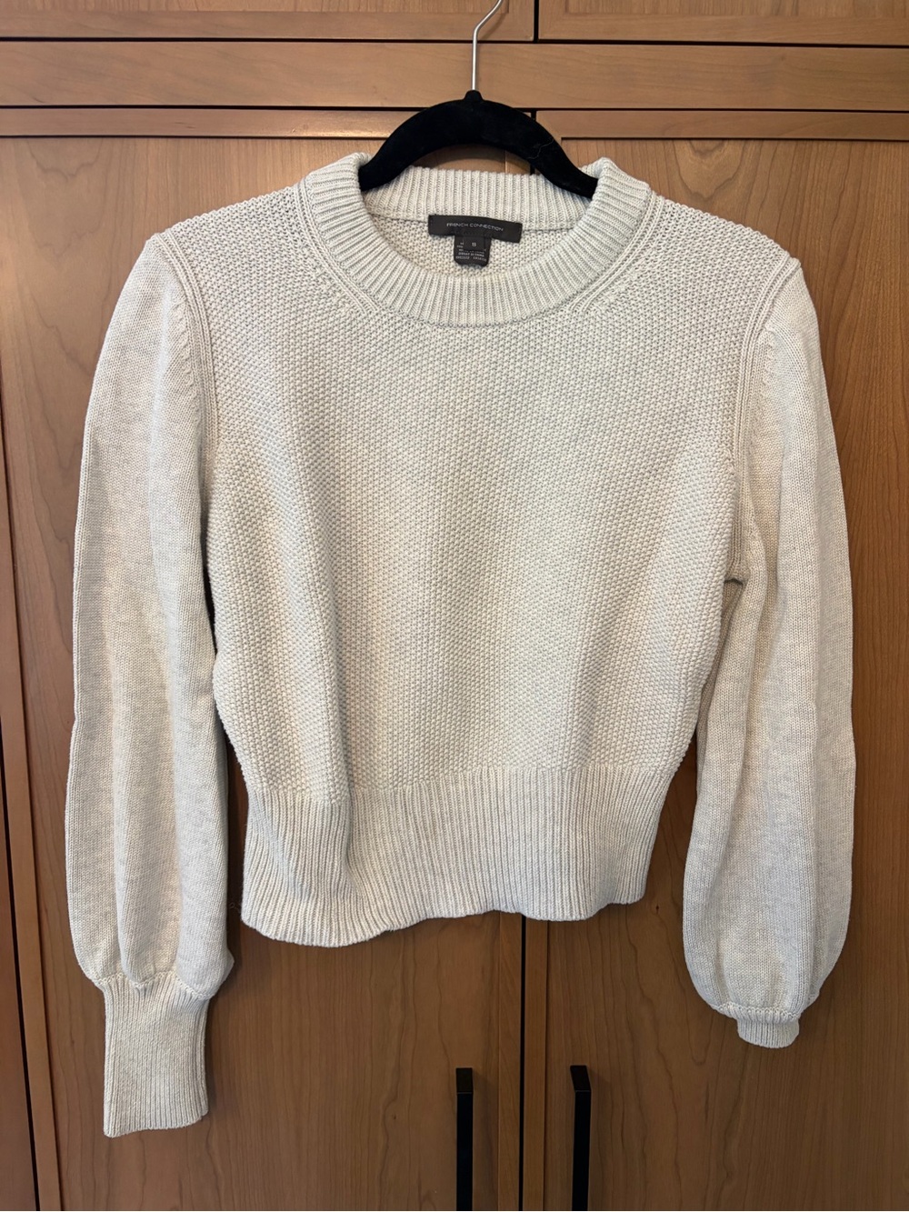 French Connection Cream Textured Crewneck Sweater